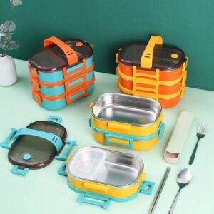 علبة طعام متعددة الطبقات ضد التسرب – Lunch Box حراري مع فواصل ستانلس ستيل